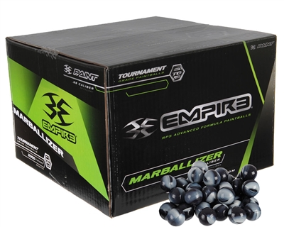 Empire Field Marballizer Tournament Paintballs - Case of 100 - Black/White Swirl Shell w/ White Fill