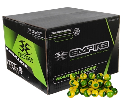 Empire Marballizer Tournament Grade Paintballs - Case of 2000 - Black/Green Swirl Shell/Green Fill