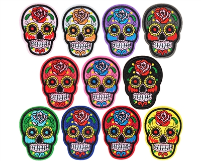 Warrior Embroidered Iron On Patch - Sugar Skull (11-Pack)