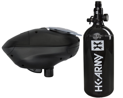 HK Army Paintball 48 cu 3000 psi Aluminum HPA Tank w/ HK Army Pinokio Speed Paintball Hopper