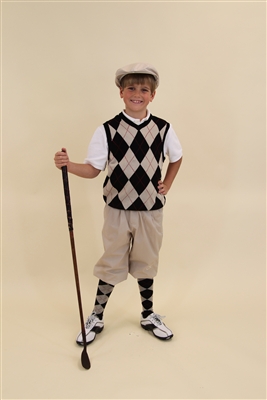 Children's Golf Knicker outfit | Khaki Black Red