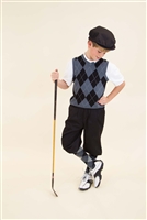 Children's Golf Outfit - Black Grey Light Grey Overstitch