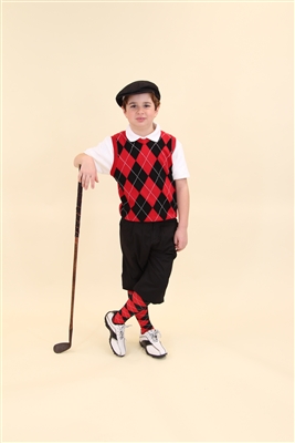 Children's Golf Outfit - Black Red White Overstitch