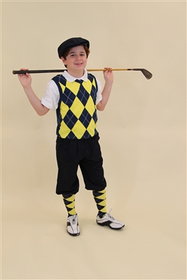 Children's Golf Outfit - Navy Yellow White Overstitch