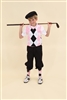 Children's Golf Outfit - White Black Pink Light Blue Overstitch