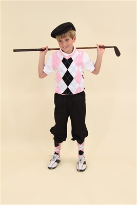 Children's Golf Outfit - White Black Pink Light Blue Overstitch