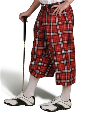 Red Plaid Golf Knickers for Men