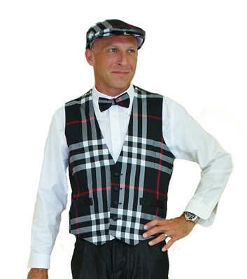 Men's Black Plaid Golf Vest