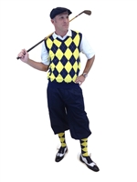 Men's Golf Outfit - Navy/Yellow/White Overstitch