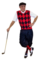 Men's Golf Outfit - Black/Red/White Overstitch