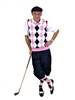 Men's Golf Outfit - White/Black/Pink/Light Blue Overstitch w/Black Knickers