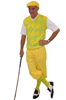 Men's Golf Outfit-Yellow Knickers and Flat Cap with Chartreuse Argyle