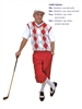Men's Golf Outfit - Red/Khaki/White/White Overstitch