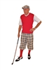 Men's Golf Outfit-Black Plaid Knickers and Flat Cap with Red sweater and Socks