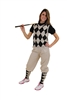 Women's Golf Outfit - Khaki knickers, Cap, Khaki Black Argyle Sweater and Matching Socks