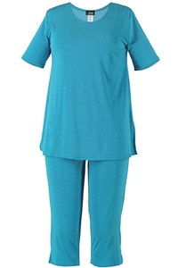 Short Sleeve Capri Set - turquoise - poly/spandex