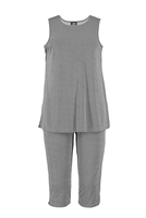 Sleeveless Capri Set - grey - poly/spandex