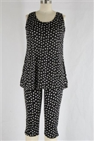 Sleeveless Capri Set - black/white polka dots - poly/spandex
