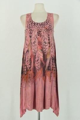 Two point tank dress - rose feathers with stones - polyester/spandex