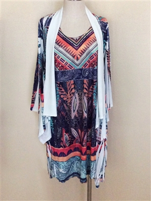 Jacket & Short two point tank dress - vibrant patterns with stones