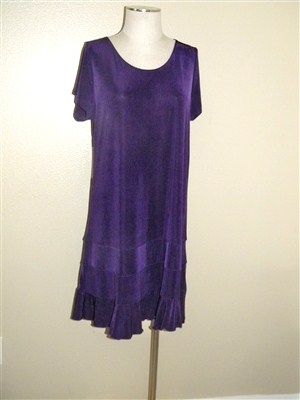 Short sleeve short dress - purple - acetate/spandex