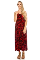 Long tank dress - red/black print - polyester/spandex