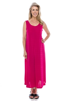 Long tank dress - fuschia - polyester/spandex