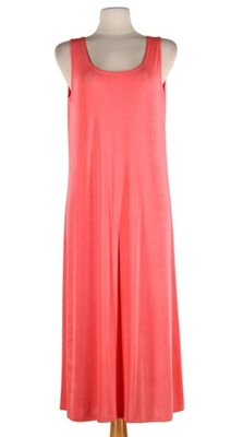 Long tank dress - coral - polyester/spandex