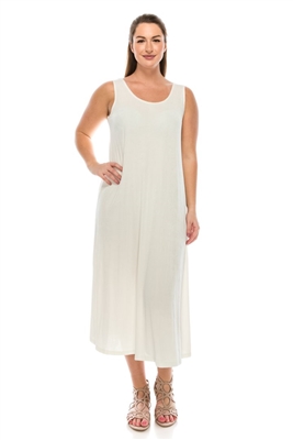 Long tank dress - ivory - polyester/spandex