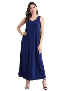 Long tank dress - navy - polyester/spandex