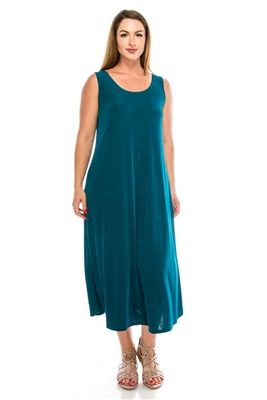 Long tank dress - teal - polyester/spandex