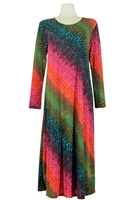 Long sleeve long dress - red/green tie dye