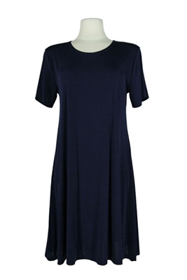 Short sleeve short dress - navy - polyester/spandex