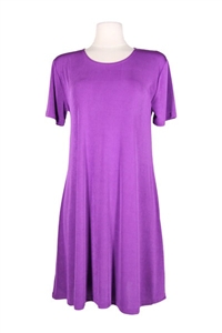 Short sleeve short dress - purple - polyester/spandex
