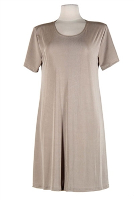 Short sleeve short dress - taupe - polyester/spandex
