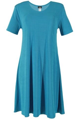 Short sleeve short dress - turquoise - polyester/spandex
