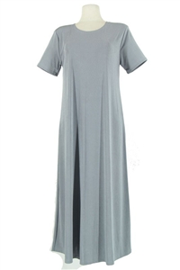 Short sleeve long dress - grey - polyester/spandex