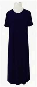 Short sleeve long dress - navy - polyester/spandex