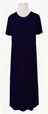 Short sleeve long dress - navy - polyester/spandex