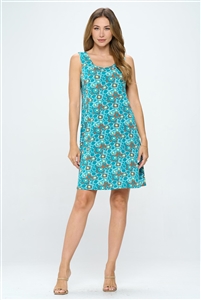 Short tank dress - turquoise/orange  print -  polyester/spandex