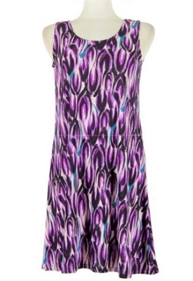 Short tank  dress - purple flames - polyester/spandex