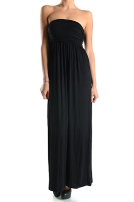 Strapless maxi dress -  black - poly/spandex