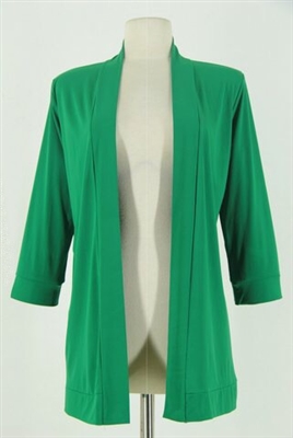 3/4 sleeve drape jacket - emerald - polyester/spandex