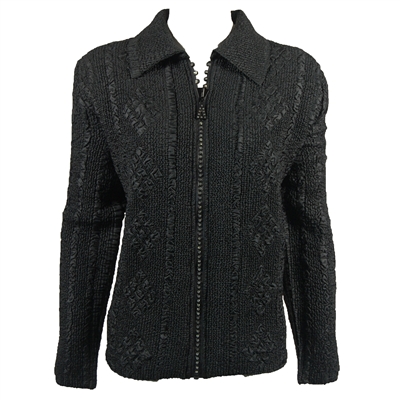 Long sleeve jacket with rhinestone zipper - black