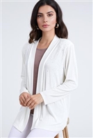 long sleeve jacket in ivory with rhinestones - acetate/spandex