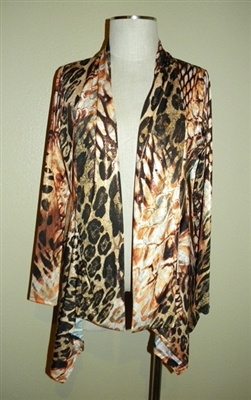 Mid-cut long sleeve jacket - rust animal print