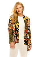 Mid-cut long sleeve jacket - safari green print - polyester/spandex