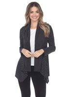 Mid-cut long sleeve jacket - black/white pinstripe - polyester/spandex