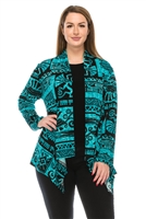 Mid-cut long sleeve jacket - teal aztec - polyester/spandex