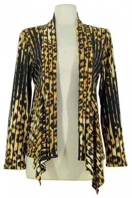 Mid-cut long sleeve jacket - gold leopard/black - polyester/spandex